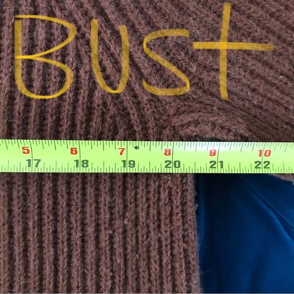 All Saints Brown Neutral Wool V Neck Chunky Knit Sweater Pullover - Picture 9 of 9